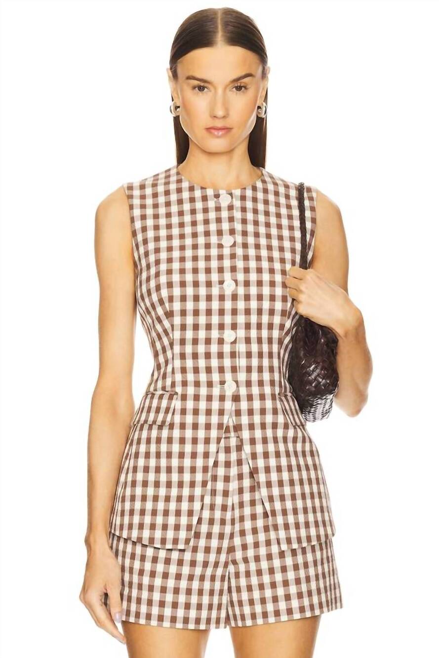 NEW VERONICA BEARD lois crewneck vest in light chickory/dove